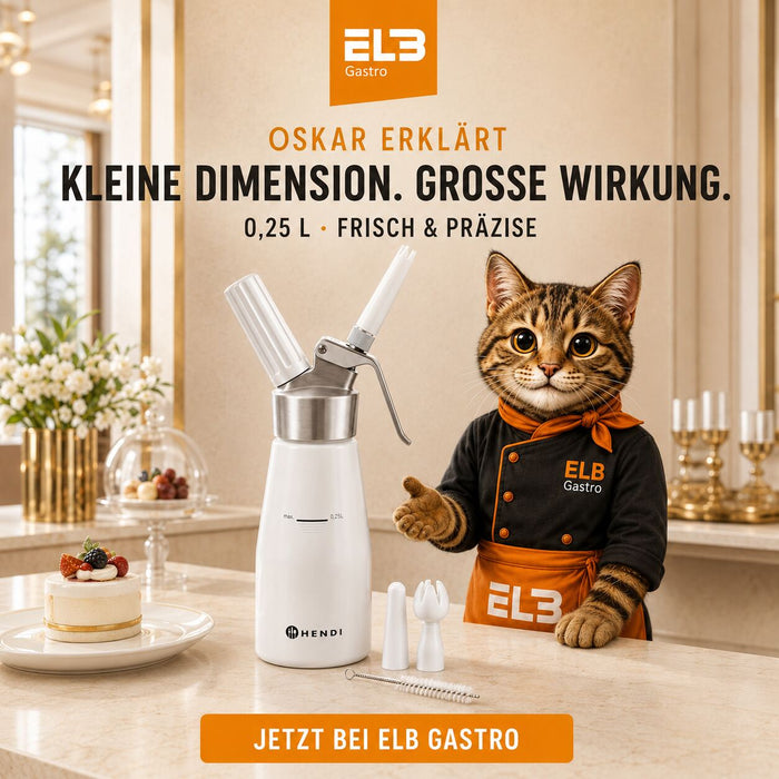 HENDI Sahnespender Kitchen Line 0,25 L – White Edition