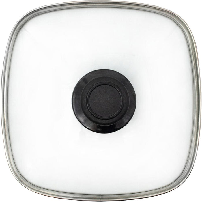 Eurolux Vollglasdeckel, eckig 28 x 28 cm, inkl, Deckelknopf