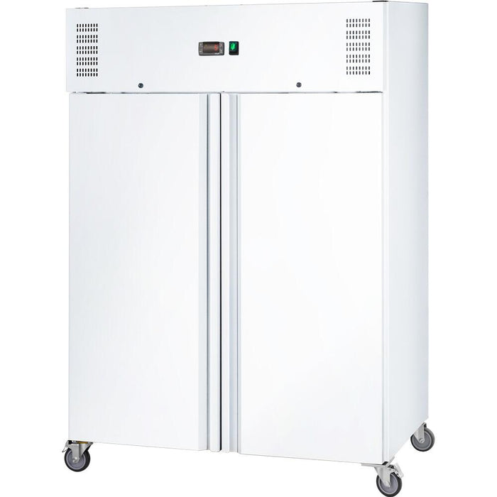 STALGAST STARLINE Doppeltür-Kühlschrank GN 2/1, weiß, fahrbar, 1340x810x2000 (BxTxH), 0,35 kW - ELB Gastro