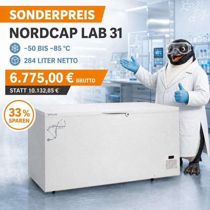 NordCap LAB 31 Labor-Tiefkühltruhe –50 bis –85 °C | 284 Liter