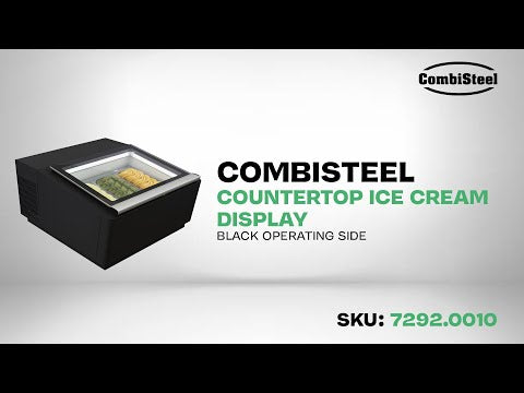 CombiSteel Tischmodell Speiseisvitrine Schwarz Öffnet Auf Der Bedienung Seite