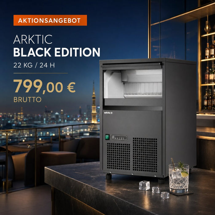 Arktic Black Edition – Design-Eiswürfelmaschine 22 kg/24 h | Mattschwarz