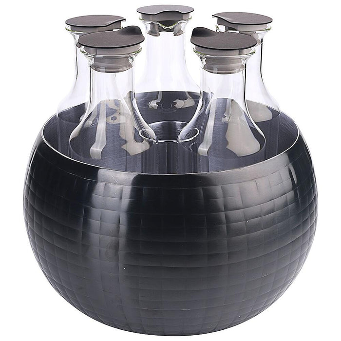 FRILICH CARAFINE BLACK 'Quintet'
PVD schwarz. doppelwandig. gehämmert. 5 Glaskaraffen - ELB Gastro