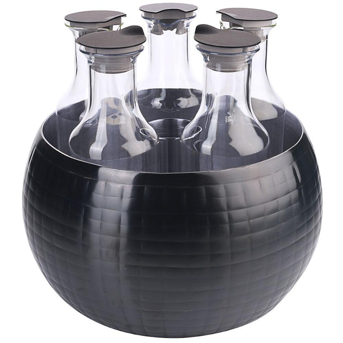FRILICH CARAFINE BLACK 'Quintet'
PVD schwarz, doppelwandig, gehämmert,5 Kunststoffkaraffen