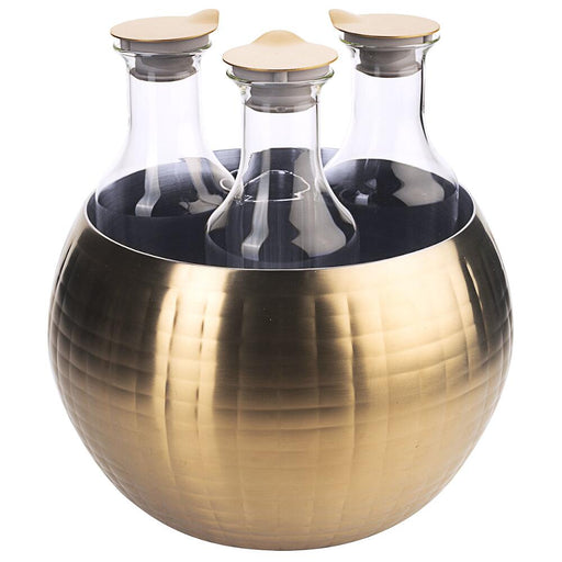 FRILICH CARAFINE BLACK 'Triplet'
PVD gold, doppelwandig, gehämmert, 3 Glaskaraffen