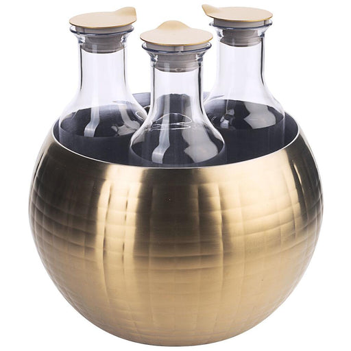 FRILICH CARAFINE BLACK 'Triplet'
PVD gold. doppelwandig. gehämmert.3 Kunststoffkaraffen - ELB Gastro
