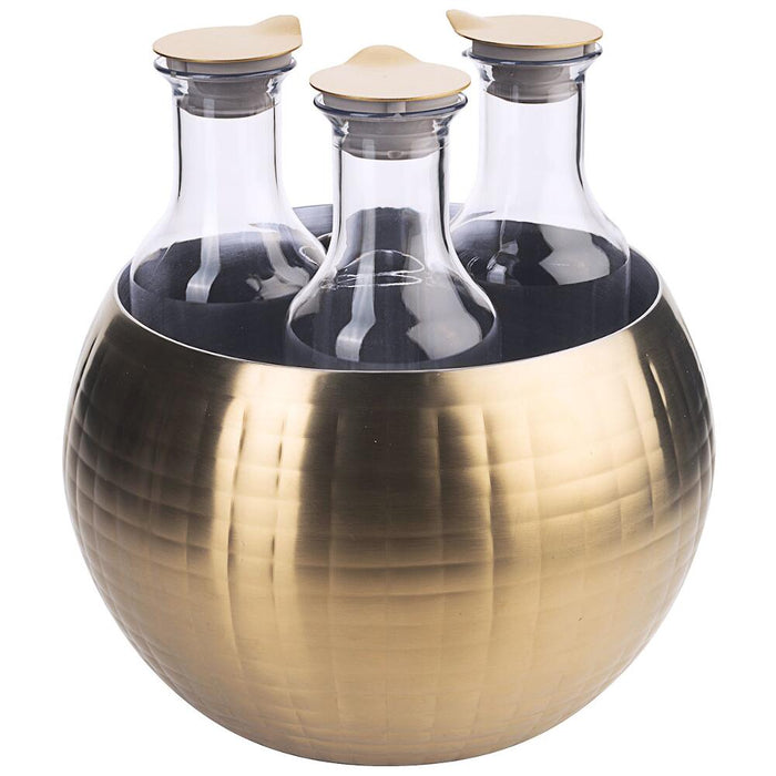 FRILICH CARAFINE BLACK 'Triplet'
PVD gold. doppelwandig. gehämmert.3 Kunststoffkaraffen - ELB Gastro