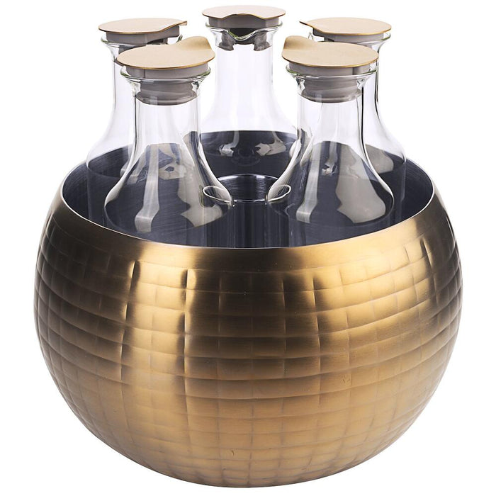 FRILICH CARAFINE BLACK 'Quintet'
PVD gold. doppelwandig. gehämmert. 5 Glaskaraffen - ELB Gastro