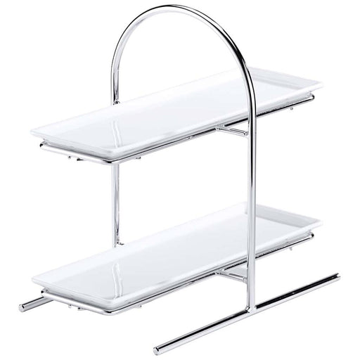 FRILICH UNISON 33x11 'Tisch Etagere' m. 2 Porzellanpl., 32,5x19cm, H: 30,5cm
