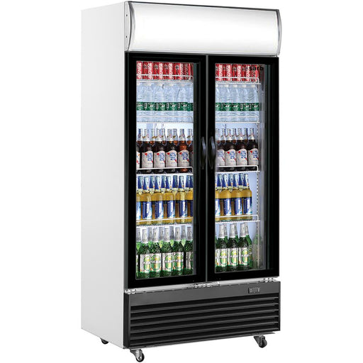 Refrigerador de bebidas SARO con panel publicitario - modelo de 2 puertas GTK 800