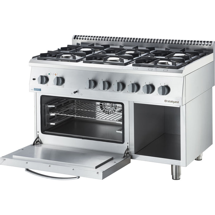 Gasherd ECO 6 Brenner mit Elektro-Heißluftofen (600 x 400 mm / GN 1/1) Serie 700 ND - G20, 6-Brenner (6x3,5 kW) - ELB Gastro