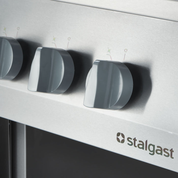 Gasherd ECO 6 Brenner mit Elektro-Heißluftofen (600 x 400 mm / GN 1/1) Serie 700 ND - G20, 6-Brenner (3x3,5 + 3x5 kW) - ELB Gastro