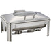 Chafing dish with hinged lid, suitable for induction