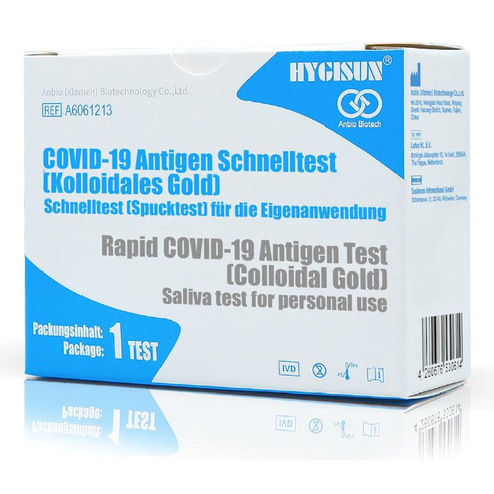 Экспресс-тест на антиген Hygisun Covid-19, тест на слюну, тест на укладку, 1 тест, индивидуальная упаковка от 0,95 евро/тест