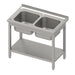 Sink table with base 1000x600x850 mm, with two basins with upstand, self-assembly