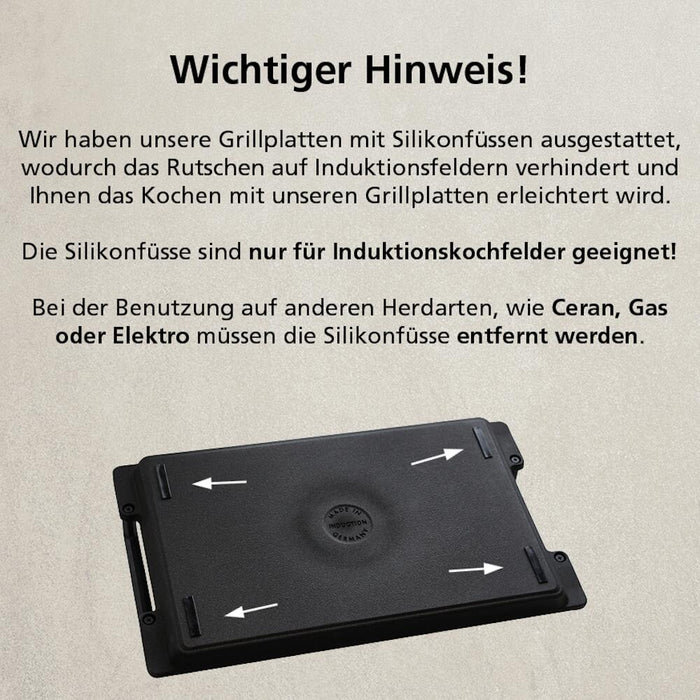 Eurolux Premium Grillplatte 43 x 28 x 2,5 cm, glatt, halb gerillt oder gerillt - ELB Gastro