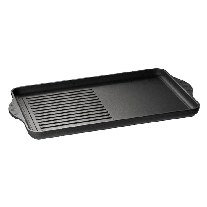 Eurolux Premium Grillplatte 43 x 28 x 2,5 cm, glatt, halb gerillt oder gerillt - ELB Gastro