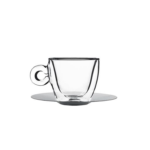 GL6002165 Bicchiere da cappuccino termico Luigi Bormioli con sottobicchiere in acciaio inox 0,165 L | ELB gastro