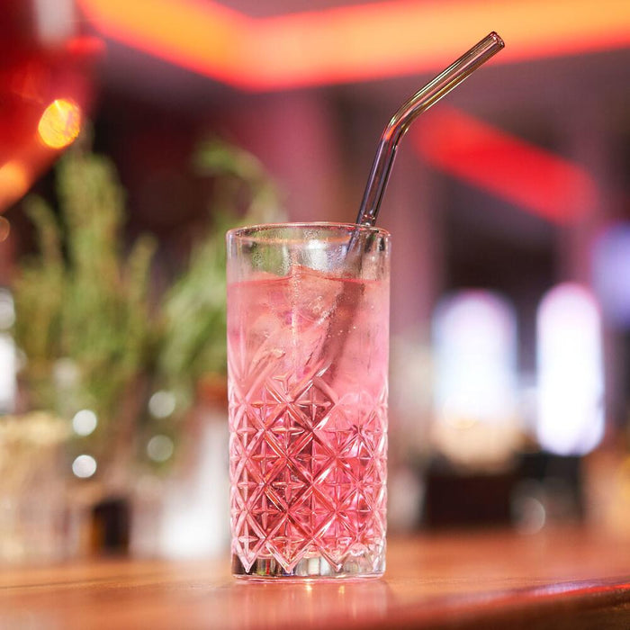 Glas Trinkhalme (36 Stück), Knickhalme, getempert, transparent, Länge 23 cm, ø 8 mm, inkl. 1 x Reinigungsbürste - ELB Gastro