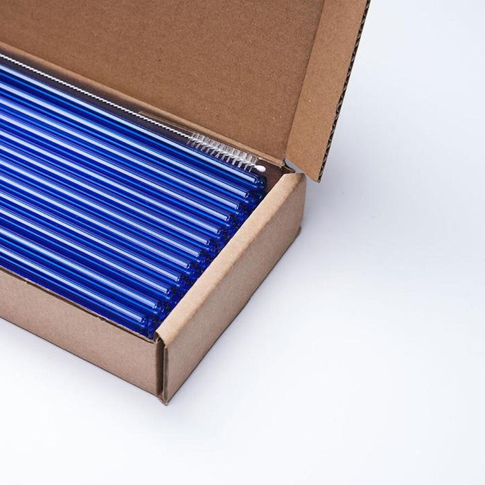 Farbige Glas Trinkhalme (50 Stück), getempert, Länge 15 cm, ø 8 mm inkl. 1 x Reinigungsbürste - ELB Gastro