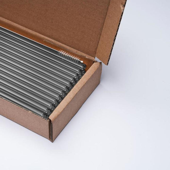 Farbige Glas Trinkhalme (50 Stück), getempert, Länge 15 cm, ø 8 mm inkl. 1 x Reinigungsbürste - ELB Gastro