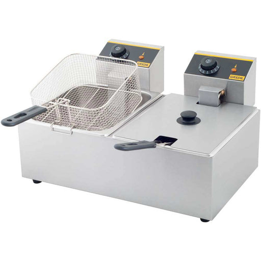 GREDIL Fritteuse mit zwei Becken, 2 x 5 Liter, Abmessung 540 x 420 x 270 mm (BxTxH) 