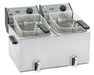 ROLLER GRILL iki lavabolu fritöz, tahliye musluklu, 2 x 8 litre, boyutlar 590 x 450 x 370 mm (GxDxY)
