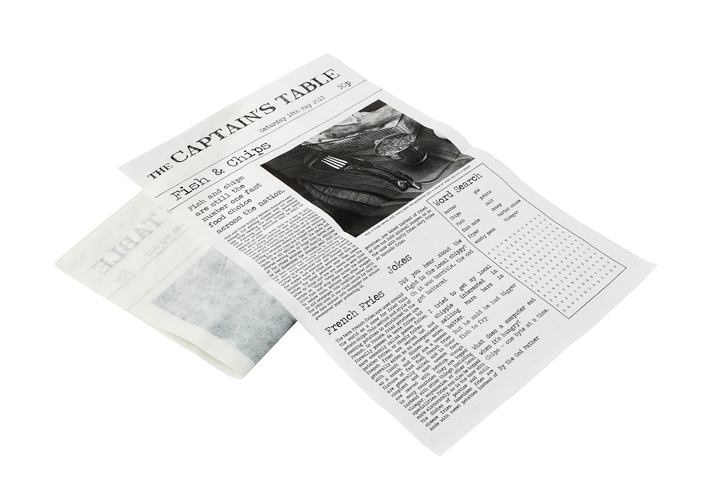 Wachspapier mit Zeitungsdruck, 270 x 420 mm (BxTxH)