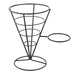 Support cône frites noir avec support pour bol à trempette, 220 x 145 x 215 mm (LxPxH)