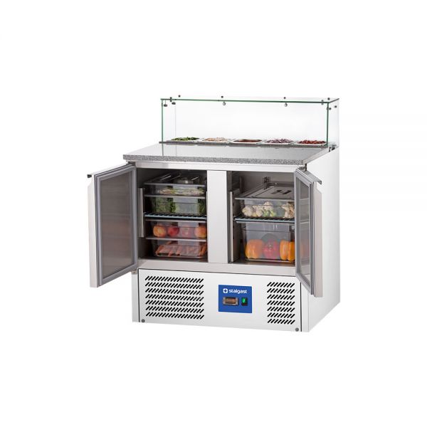 Starline Pizzatisch, 2-türig, mit Kühlaufsatz 5x GN1/6 - ELB Gastro