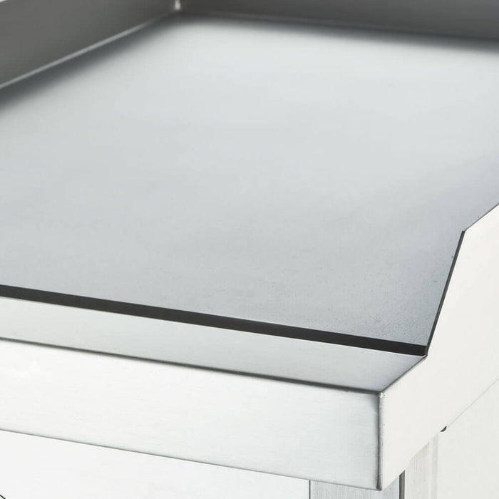 Gas-Griddleplatte, verchromt als Tischgerät, Serie 700 ND - ½ glatt / ½ gerillt 800x700x250 mm (BxTxH) - ELB Gastro