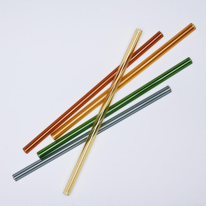 Farbige Glas Trinkhalme (50 Stück), getempert, Länge 15 cm, ø 8 mm inkl. 1 x Reinigungsbürste - ELB Gastro