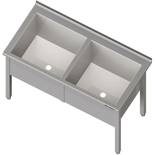 Topfspüle mit zwei Becken, 400 mm Beckenhöhe, mit Aufkantung - ELB Gastro