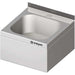 Wall-mounted hand basin 400x410x240 mm with three-sided basin panel with upstand, welded