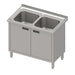 Sink cabinet with double doors 1000x600x850 mm, with two basins with upstand, welded