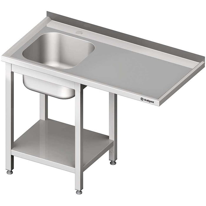 VST12704LA sink unit with base and overhang 1200x700x850 mm, with a basin on the left, with upstand, welded | ELB gastro
